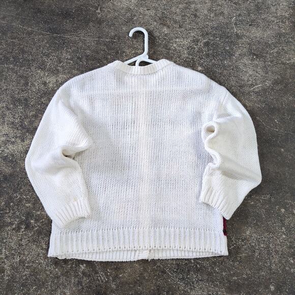 Vintage Cardigan Sweater Womens M White Cottage Button Up Fair Isle Argyle - Picture 3 of 7